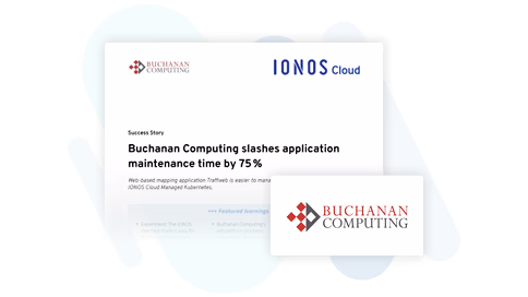 IONOS Cloud success story thumbnail featuring Buchanan computing